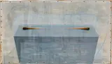 Walter Schmögner, Die Auflösung der Mitte, 1999, mixed media on paper; framed