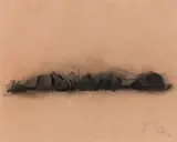 Waldviertler Landschaft by Karl Korab, 1976, carbon on colorized paper; framed, sold Dec 2020