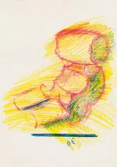 Otto Eder, Rollenform / Torso, pastel on paper; framed