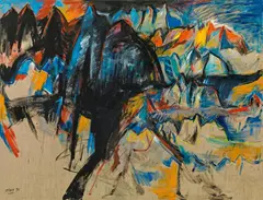 Ernst Insam, Kaiser Mountains, 1995, oil on canvas; framed