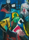 Alfred Kornberger, In the Studio (with artist and model), 1996, oil on canvas; framed