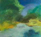 Andi Ehlers, Drautal, 2020, acrylic on canvas; framed