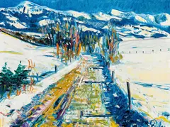 Thomas Metlewicz, Winterlandscape in Kitzbühel, 1988, oil on canvas; framed
