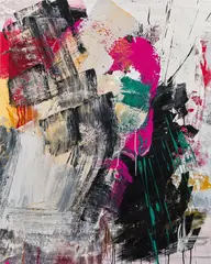 Grüner Tee by Eva Kaiser, 2017, mixed media on canvas; framed, sold Dec 2020
