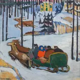 Broncia Koller-Pinell, Carriage ride in winterly forest, 1910, oil on canvas