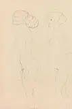 Standing female nude and pregnant nude (study of the pregnant nude related to the painting "Hoffnung II") by Gustav Klimt, 1906/07, pencil and crayon on paper, sold Jun 2020