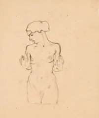 Koloman Moser, Study for the painting "Weiblicher Halbakt, c. 1913, black chalk on paper