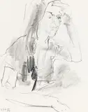 Oskar Kokoschka, Vesca Olsommer, 1964, black chalk on paper