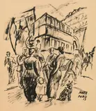 Felix Albrecht Harta, Montparnasse, 1913, India ink on paper