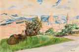 View of Florence from the Boboli Gardens by Felix Albrecht Harta, c. 1925, mixed media on paper, offered Jun 2020