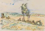 Anton Peschka, Vineyards near Gumpoldskirchen, 1931, watercolour, black chalk on paper