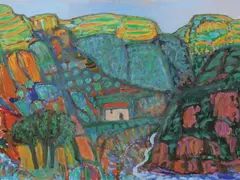 Eduard Bäumer, House in the fields, Tropea landscape, c. 1960, oil on canvas