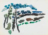 Gustav Hessing, Landscape with trees, c. 1960, watercolour on paper