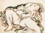 Gustav Hessing, Femalde nude, c. 1954, pencil, watercolour on paper