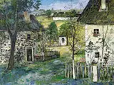 Ernst Huber, Farmhouses in the Mühlviertel, c. 1945, oil on canvas