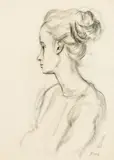 Joseph Floch, Young Woman, c. 1958, black chalk on paper