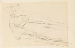 Resting girl (Doris Pollak) by Joseph Floch, c. 1935, pencil on paper, sold Jun 2020