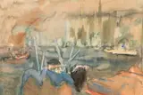 Kurt Moldovan, Harbour in New York, 1967, watercolour on paper