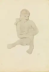 Hans Bohler, Red head, 1910, pencil, coloured pencil, watercolour on paper