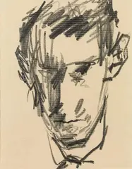 Self-portrait by Edmund Kalb, 1927, charcoal on paper, sold Jun 2020