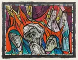 Albert Birkle, Lot fleeing from Sodom (design for a church window), c. 1975, mixed media on paper