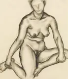 Ernst Nepo, Seated nude, black chalk on paper