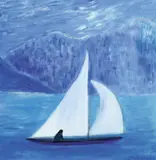 Gerhild Diesner, Sailing boat at Lake Garda, c. 1958, oil on canvas