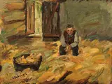 Carl Fahringer, Peasant peeling corn