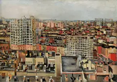 Edith Kramer, Above the rooftops of New York, 1950, oil on canvas