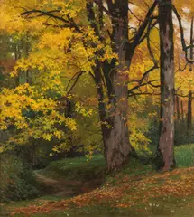 Autumn in the Wienerwald by Oswald Grill, c. 1930, oil on canvas on cardboard, sold Jun 2020