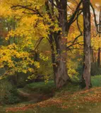 Oswald Grill, Autumn in the Wienerwald, c. 1930, oil on canvas on cardboard