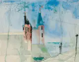 Wilhelm Thöny, Red house, c. 1935, watercolour on paper