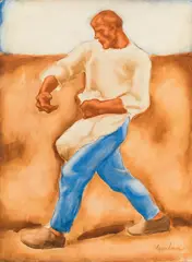 Albin Egger-Lienz, Sämann, c. 1920, watercolour on paper on thin cardboard