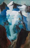 Alfred Poell, Schneeglocke in the Silvretta with Piz Buin and Silvrettahorn, oil on canvas