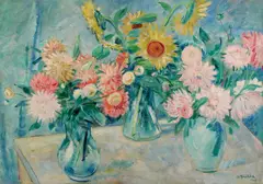 Alfred Buchta, Three vases, 1928, oil on canvas