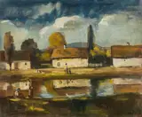 Béla Iványi-Grünwald, Village view, oil on canvas