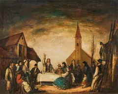 Gyula Rudnay, Mulatozók" (merry company), 1951, oil on canvas