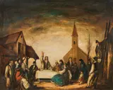 Gyula Rudnay, Mulatozók" (merry company), 1951, oil on canvas
