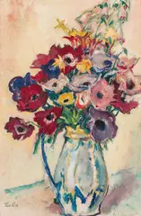 Anemones by Leo Putz, 1927, oil on canvas, sold Jun 2020
