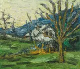 Karl Stark, The artist's house, Drautal, 1984, oil on hardboard