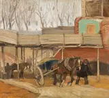 Oswald Roux, Horse-drawn cart, oil on canvas
