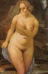 Franz Windhager, Nude with blue scarf, c. 1925/30, oil on cardboard