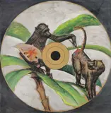 Fritz Zerritsch, Decorated target "Zwei Paviane, c. 1924, oil on panel