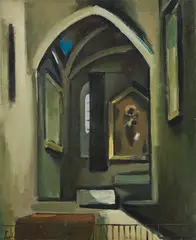 Church interior by Franz Lerch, 1944, oil on canvas, sold Jun 2020