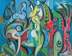 Hanns Letz, Abstraction, oil on hardboard