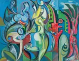 Hanns Letz, Abstraction, oil on hardboard