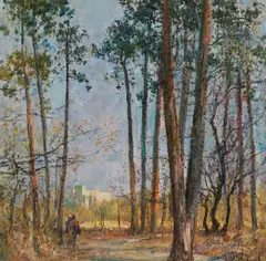 Hans Wulz, View from the Maurer hill towards the Wotruba church, oil on canvas