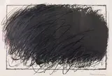 Arnulf Rainer, Hidden cross (painted over), 1957, lithograph, overpainted with oil chalk; framed