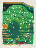 HWG 57 by Friedensreich Hundertwasser, 1972, Silk screen in 21 colours, including 2 phosphorescent, with metal imprints in 2 colours, sold Jun 2020