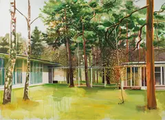 Moni K. Huber, Pavillon of the Academy of Fine Arts I (Nuremberg), 2014, mixed media collage on canvas; unframed
